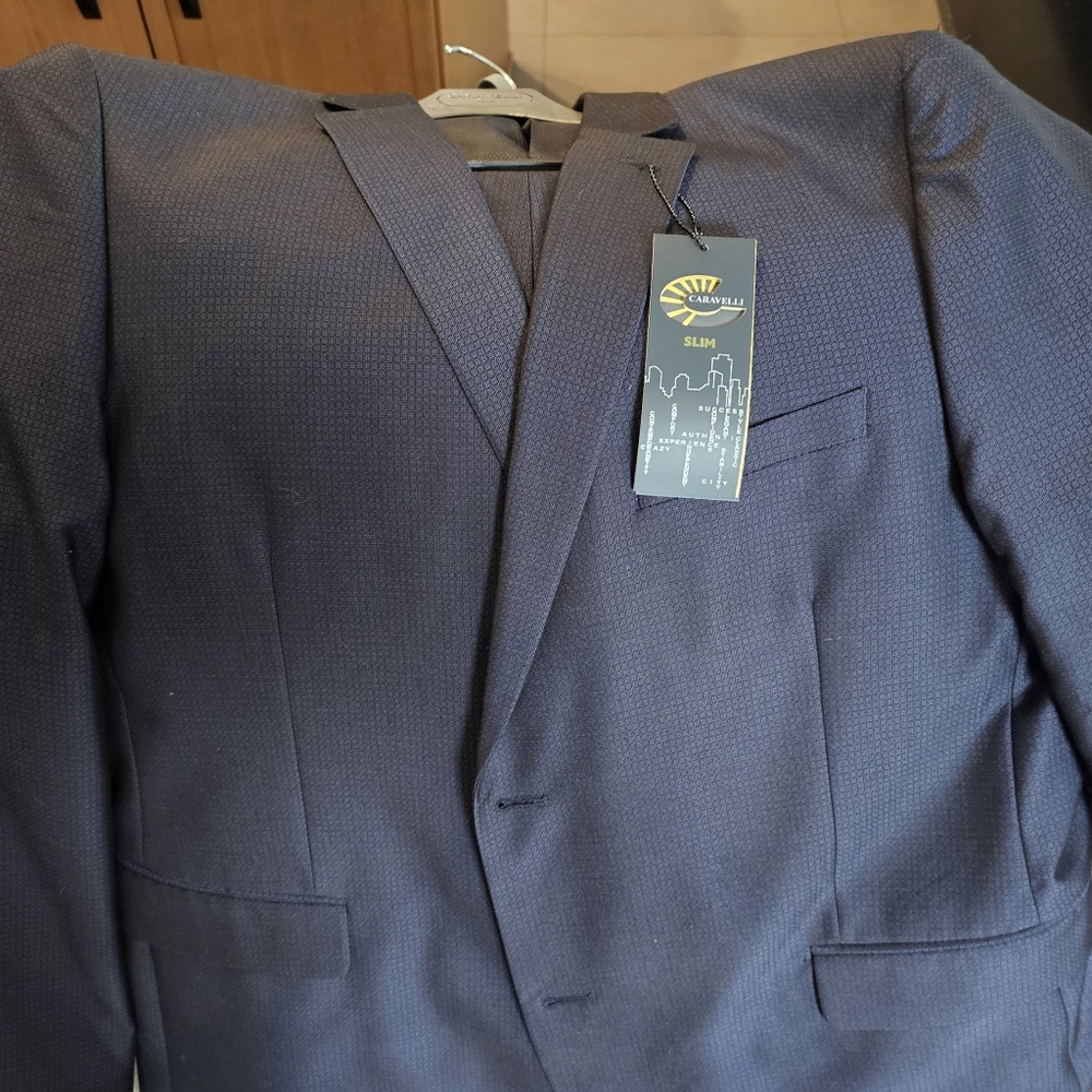 Men's 46R Slim Fit Navy Suit